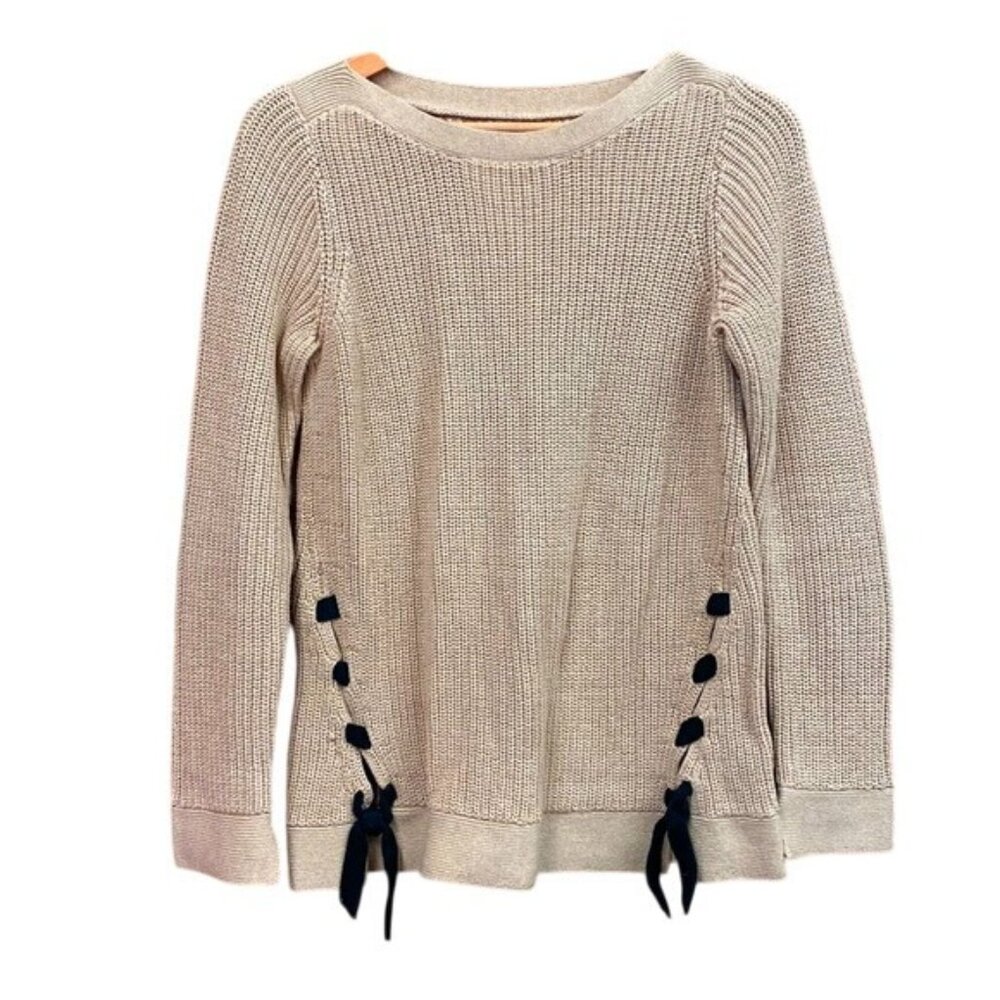 Loft Modern Flare Lace Up Bottom Sweater Small
